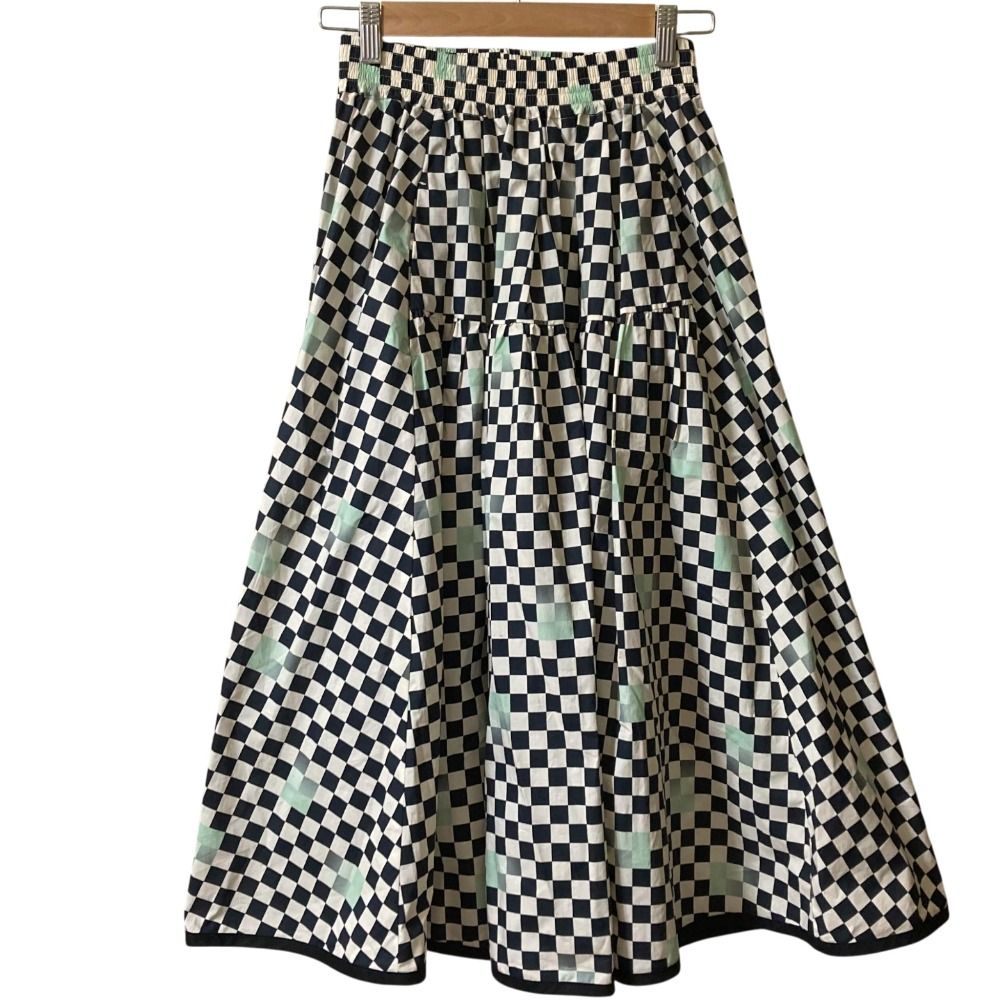24SS Max Mara Weekend マックスマーラウィークエンド PHANTASIE コットンポプリンチェッカースカート サイズ34 マルチ レディース 古着