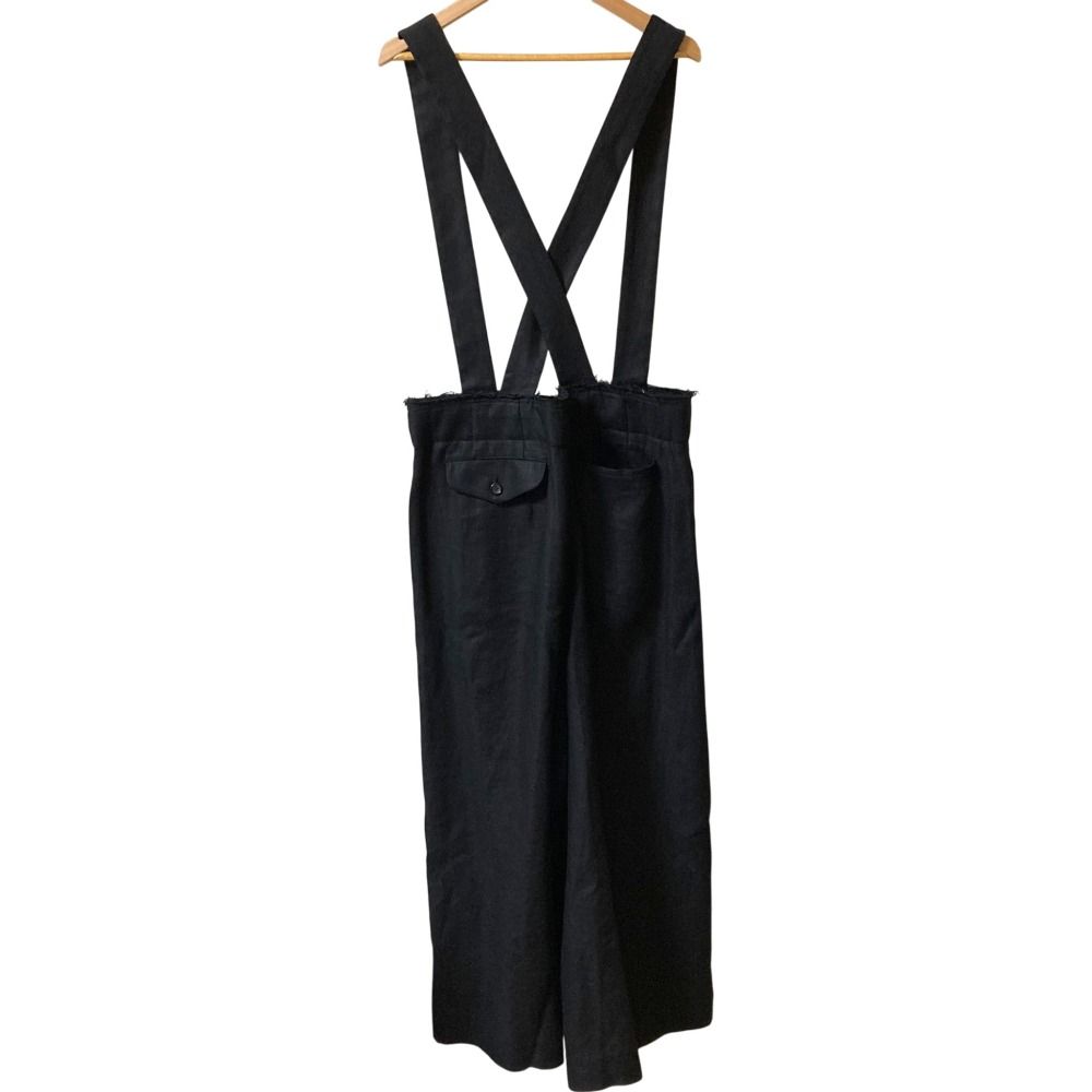 AD2014 COMME des GARCONS コムデギャルソン リネン サスペンダー ワイドパンツ Mサイズ ブラック レディース 古着