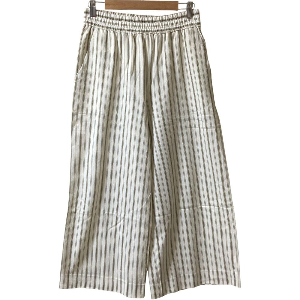 25SS MaxMara マックスマーラ LOUVRE ストライプパンツ イージーワイドパンツ 2511781042 サイズ42 アイボリー レディース 古着