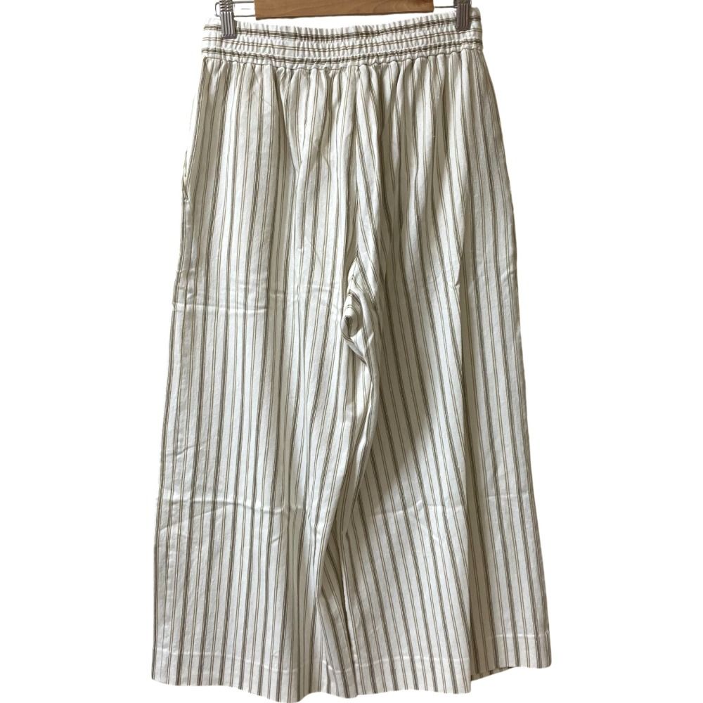 25SS MaxMara マックスマーラ LOUVRE ストライプパンツ イージーワイドパンツ 2511781042 サイズ42 アイボリー レディース 古着