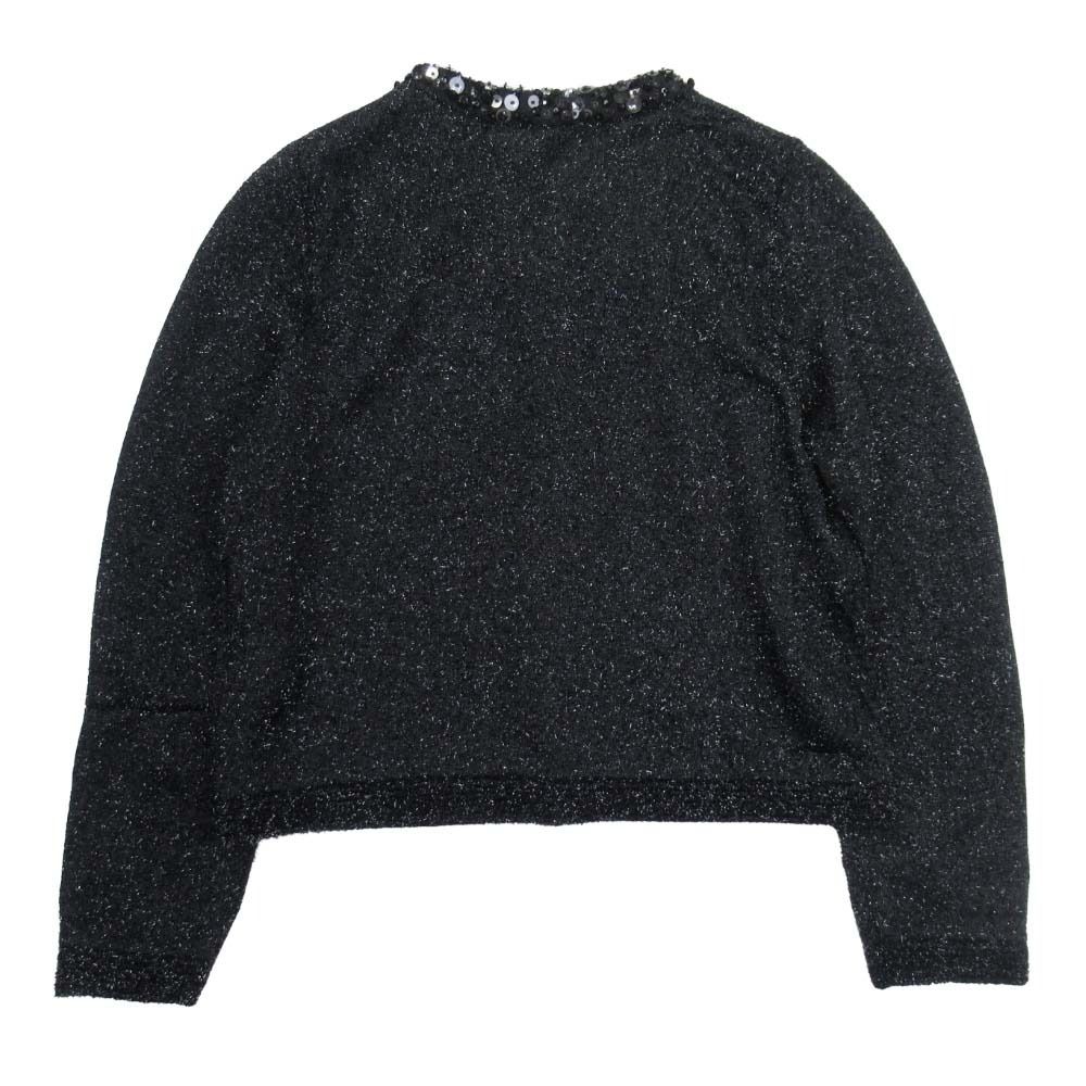 25aw GRACE CONTINENTAL グレースコンチネンタル ラメフェザーニットカーディガン 羽織 36 黒 ブラック 0125353224 レディース 古着