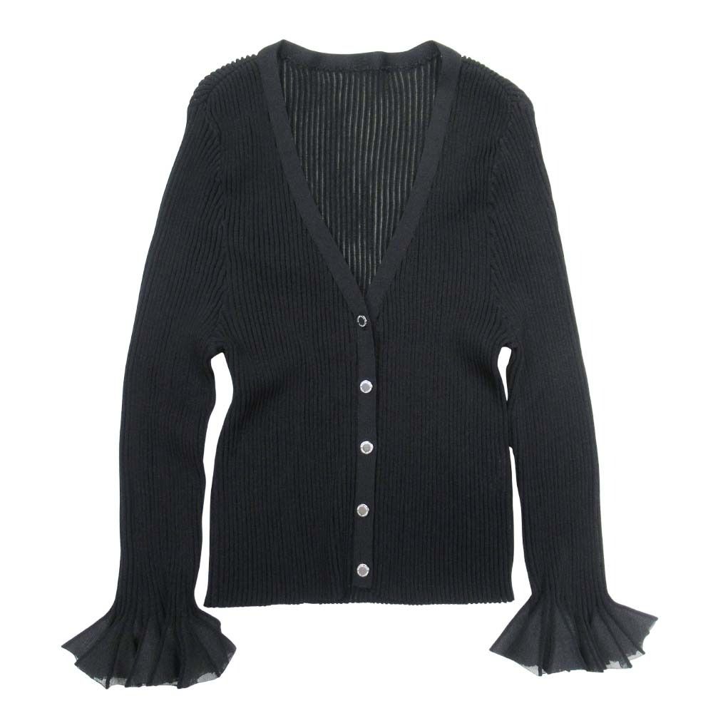 25aw GRACE CONTINENTAL グレースコンチネンタル シアーフリルニットカーディガン 羽織 36 黒 ブラック 0125353210 レディース 古着