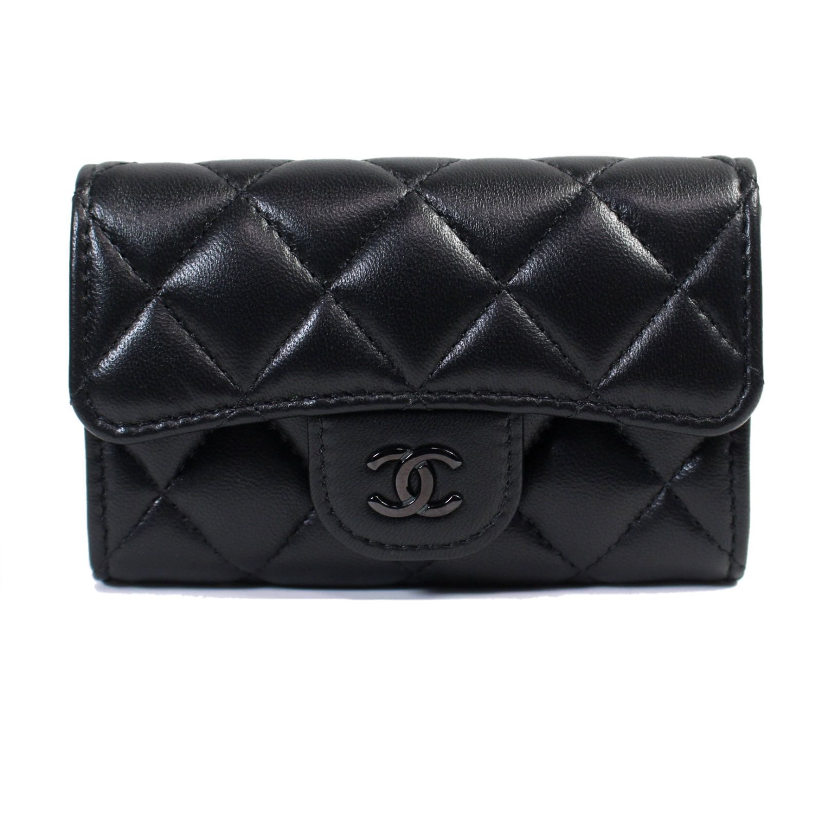 シャネル マトラッセ ソーブラック ラムスキン カードケース AP0214 10798