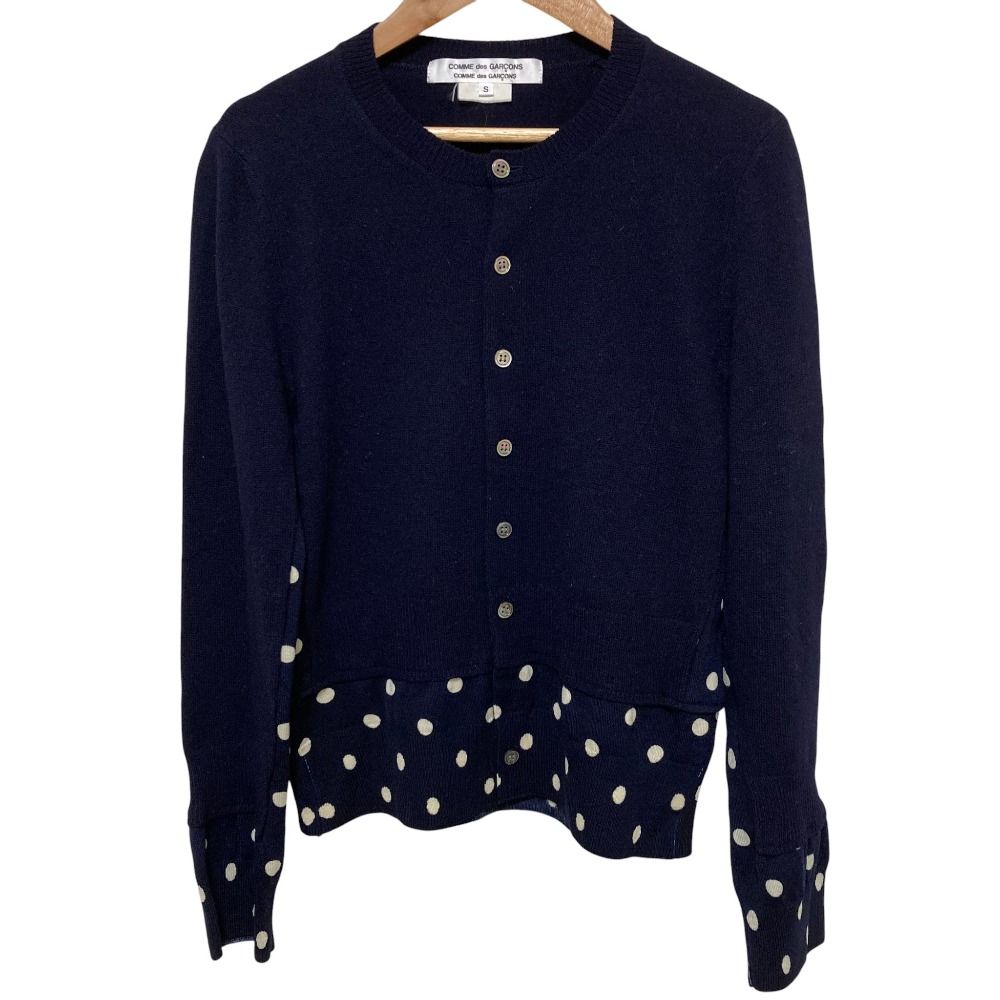 AD2009 COMME des GARCONS コムデギャルソン コムコム ドットレイヤード ニットカーディガン RD-N009 サイズS ネイビー レディース 古着