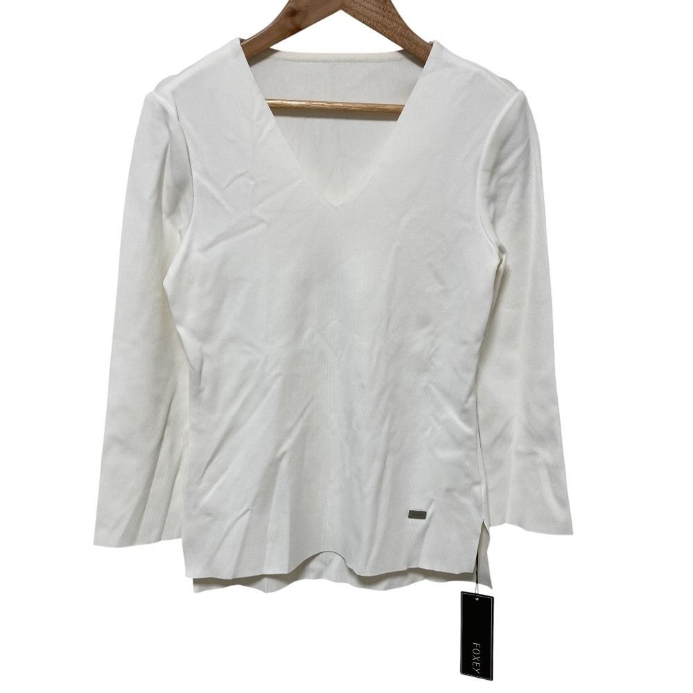 FOXEY フォクシー セインボーテ ニット カットソー 37469 サイズ38 ホワイト レディース 古着