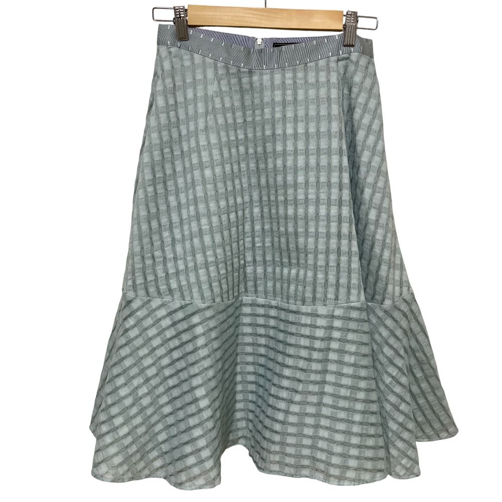 FOXEY フォクシー シアー ジャガード フ スカート 38165 サイズ38 ライトブルー レディース 古着