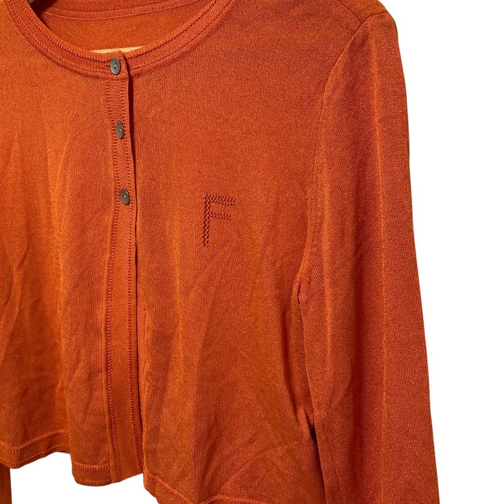 FOXEY フォクシー F T Cardigan Ajoure カーディガン 39675 サイズ38 オレンジ レディース 古着