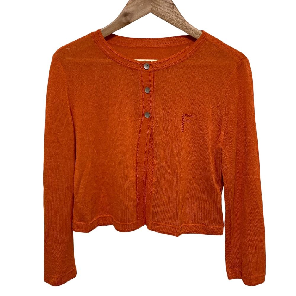FOXEY フォクシー F T Cardigan Ajoure カーディガン 39675 サイズ38 オレンジ レディース 古着
