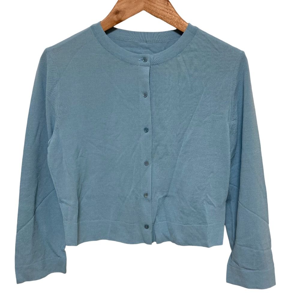 FOXEY フォクシー Upper Standard ニットカーディガン 36823 サイズ38 ブルー レディース 古着
