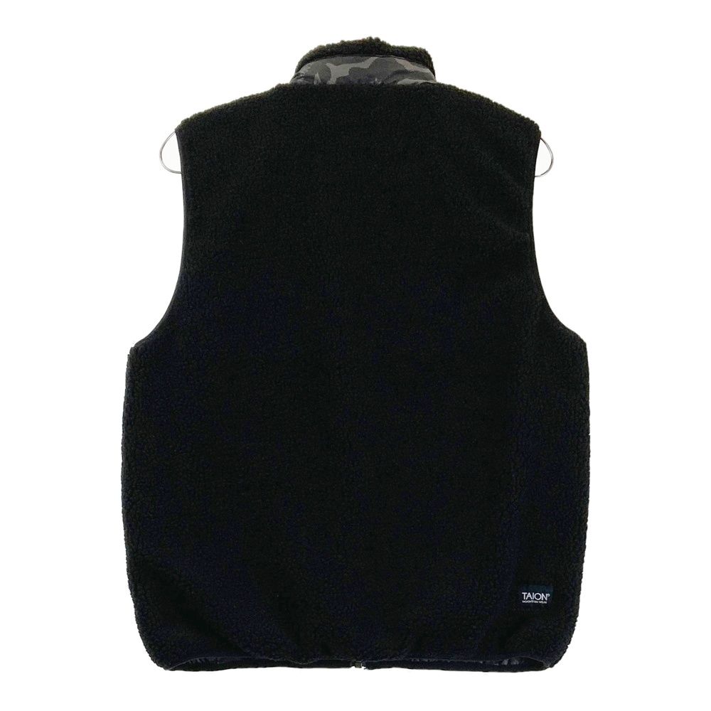 サイズ 3 DANCE WITH DRAGON ダンスウィズドラゴン ボア リバーシブル ダウン ジップベスト カモフラ 迷彩柄 ブラック系 ゴルフウェア レディース ストスト