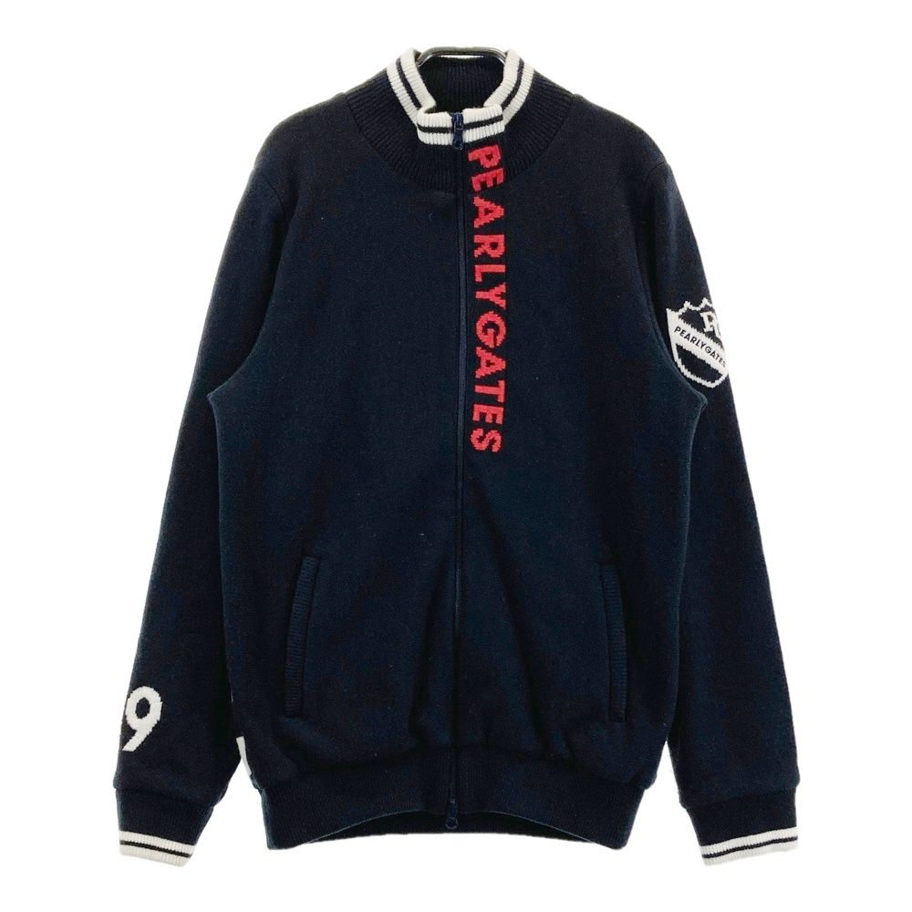 サイズ 6 PEARLY GATES パーリーゲイツ ウール混裏地付 ニットジャケット ボーダー柄 ネイビー系 240101552381 ゴルフウェア メンズ ストスト
