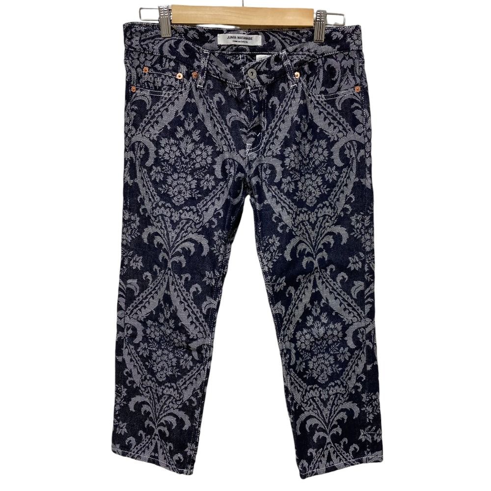 AD2011 JUNYA WATANABE ジュンヤワタナベ コムデギャルソン ダマスクジャガード デニムパンツ JI-P202 XS インディゴ レディース 古着