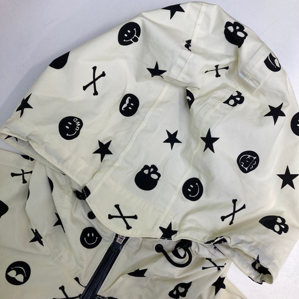  サイズ 2 DANCE WITH DRAGON ダンスウィズドラゴン レイン 長袖ワンピース スカル ニコちゃん 総柄 ベージュ系 ゴルフウェア レディース ストスト ワンピース レディースウェア