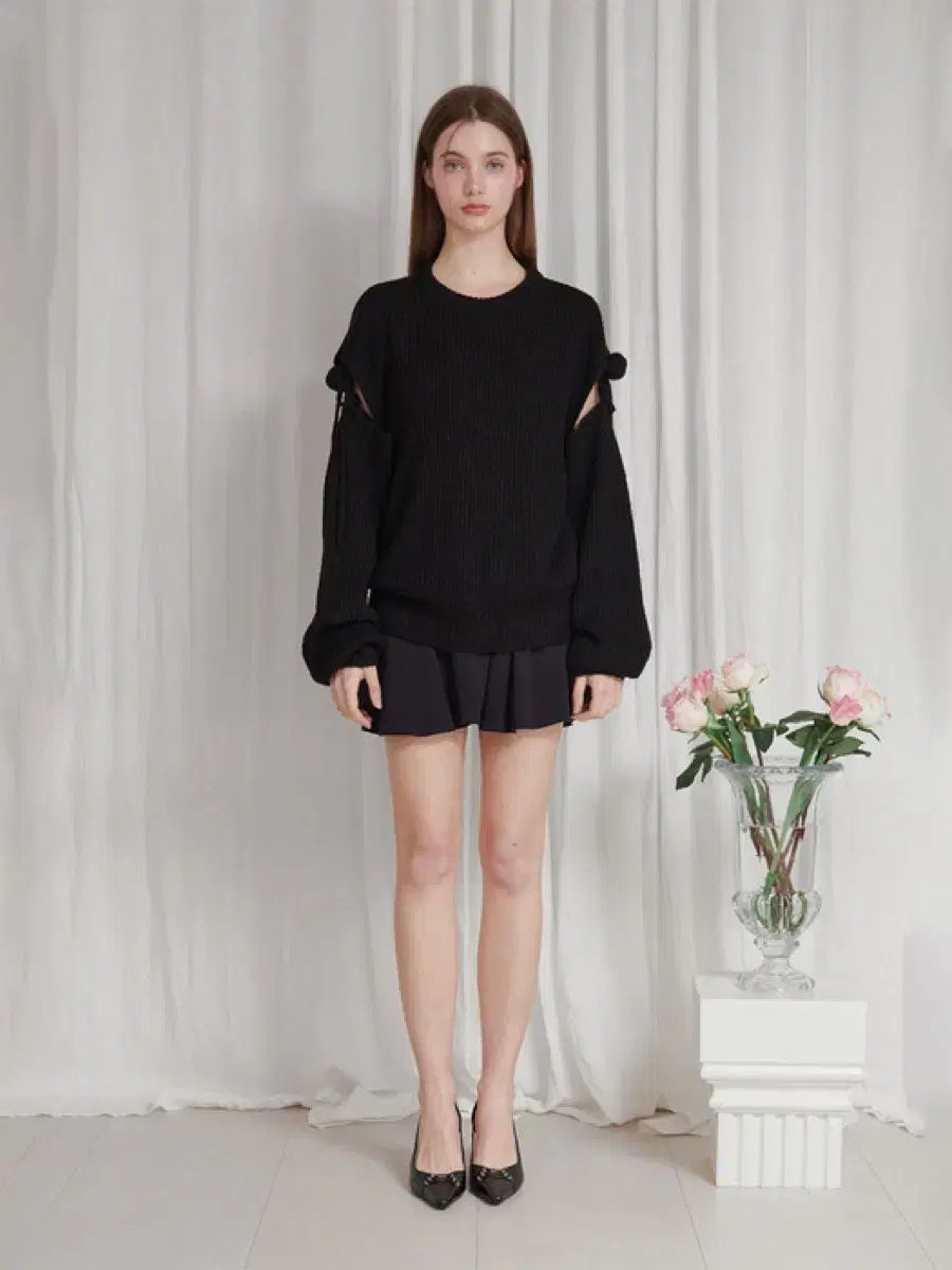 ペインオアプレジャー ローズ CUT OUT ニット ブラック