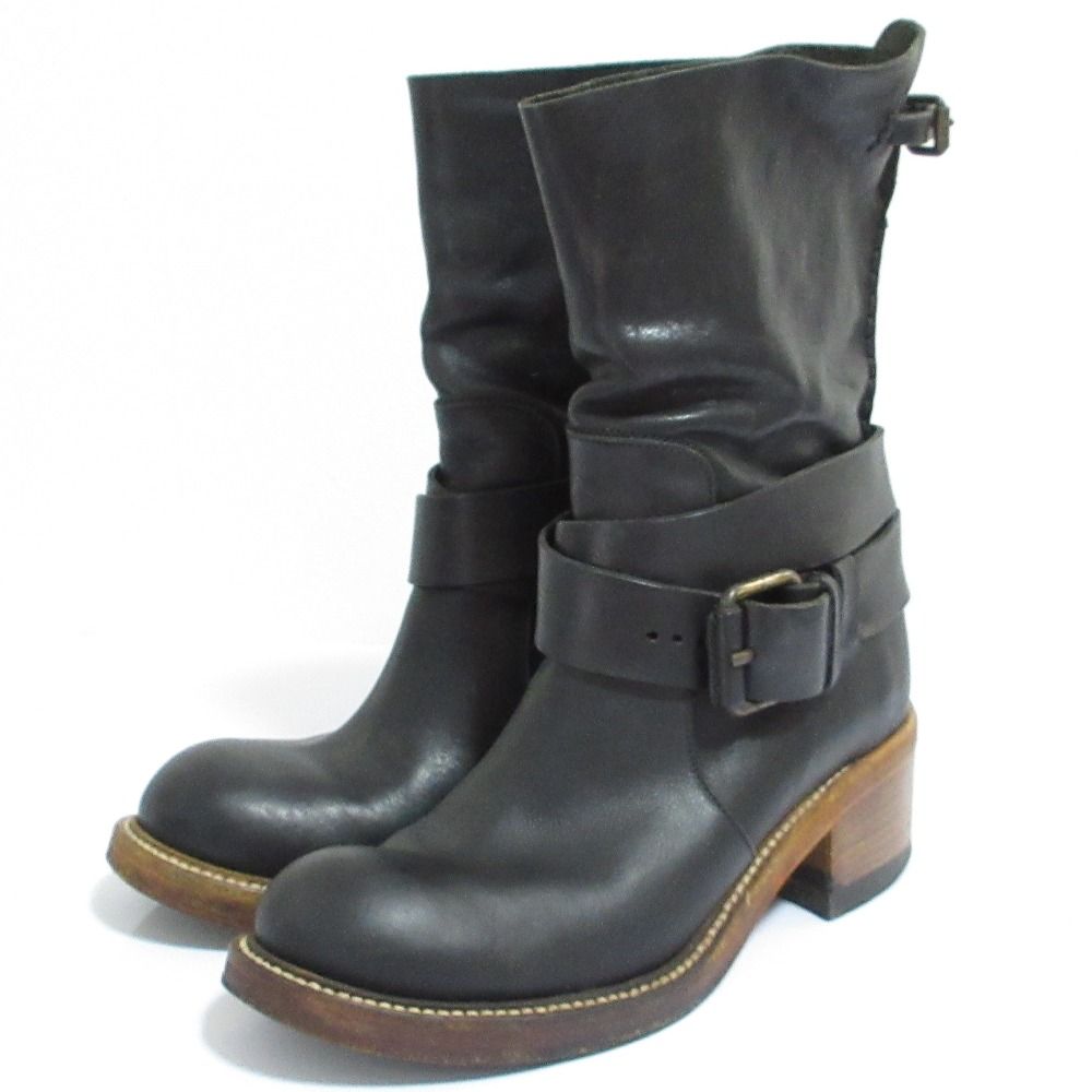 BUTTERO ブッテロ サイドベルト レザー エンジニアブーツ サイズ36 23 cm相当 ブラック レディース 古着
