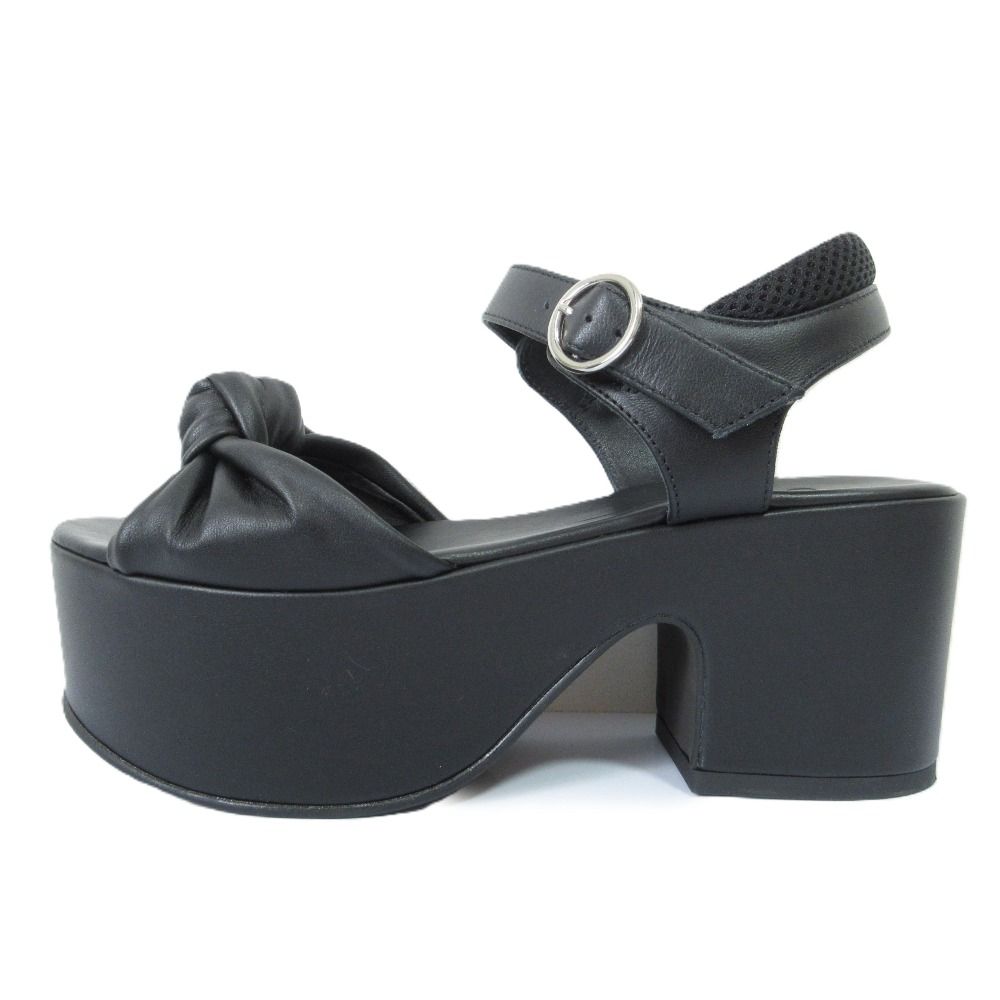 MAX MARA WEEKEND マックスマーラウィークエンド フラットフォーム ツイストリボン ストラップサンダル 36 約23 cm ブラック レディース 古着