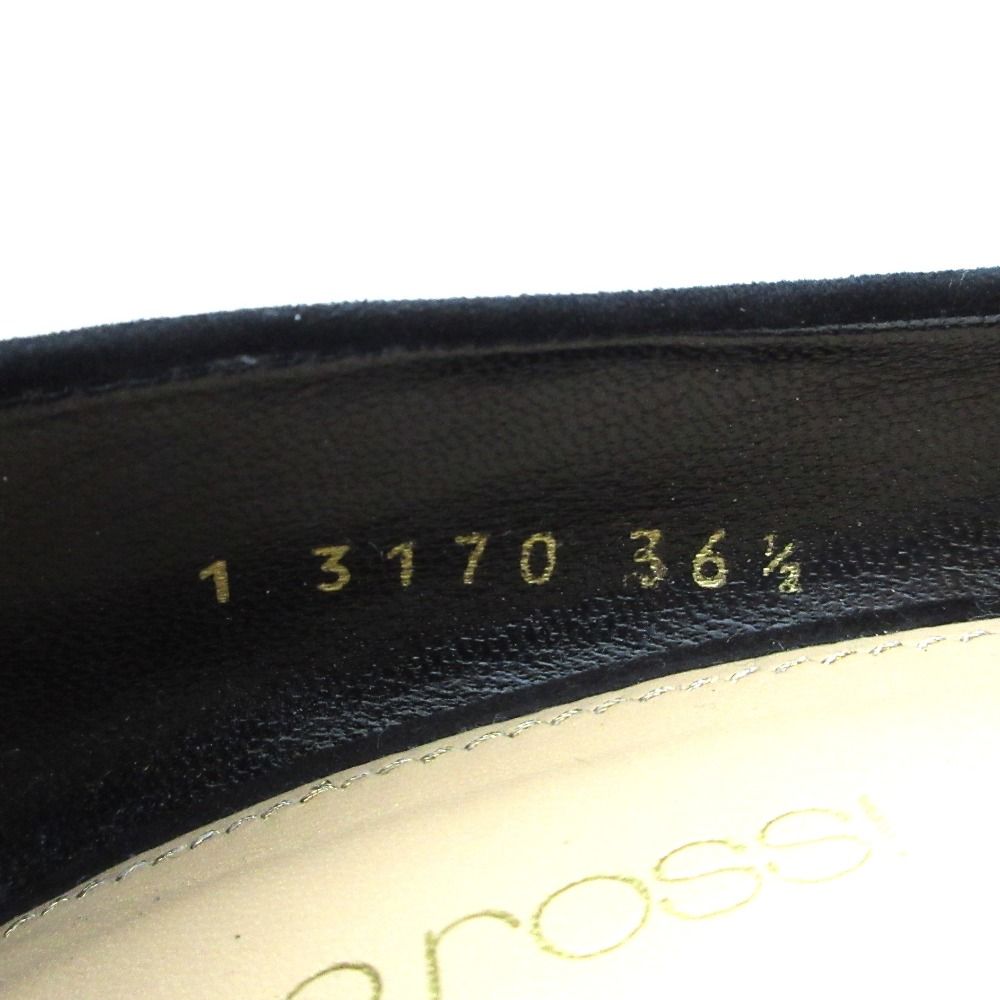  sergio rossi セルジオロッシ スウェード アーモンドトゥ パンプス サイズ36.5 23.5 cm相当 ブラック レディース 古着 ハイヒール パンプス パンプス