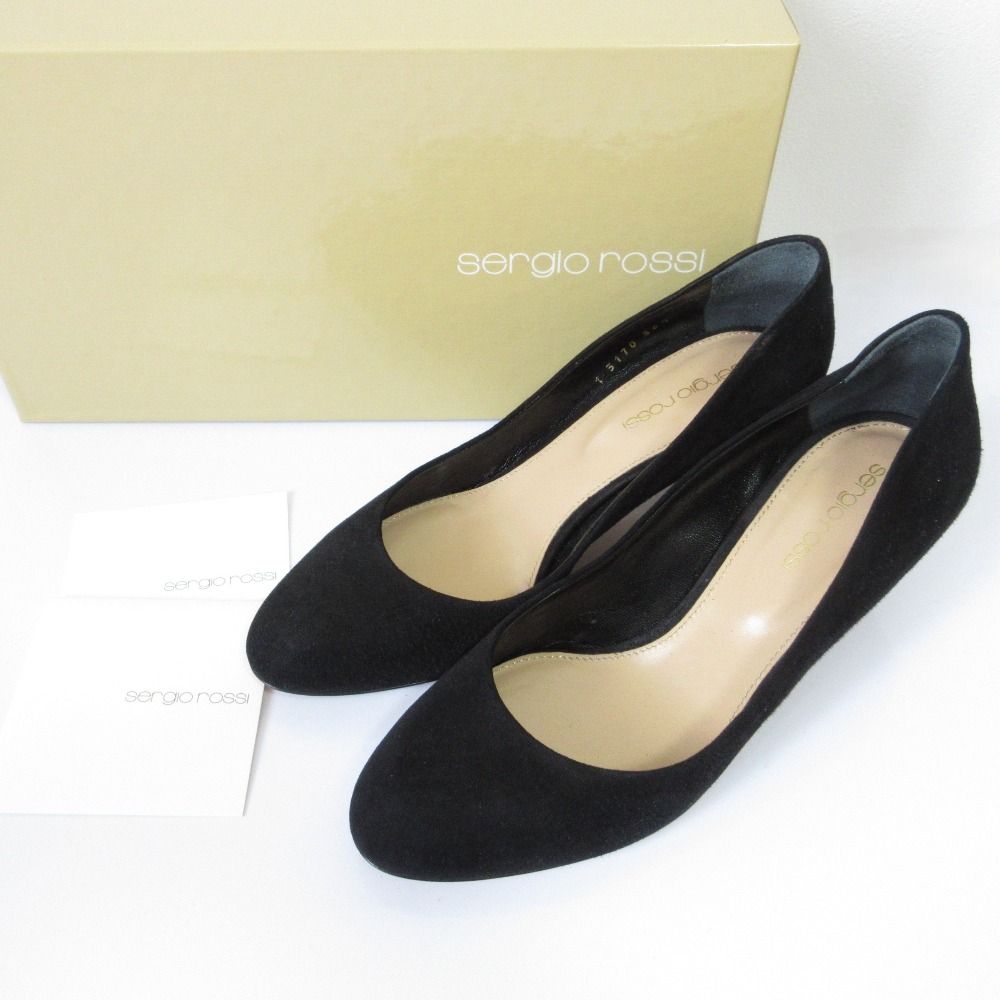 sergio rossi セルジオロッシ スウェード アーモンドトゥ パンプス サイズ36 5 23 cm相当 ブラック レディース 古着