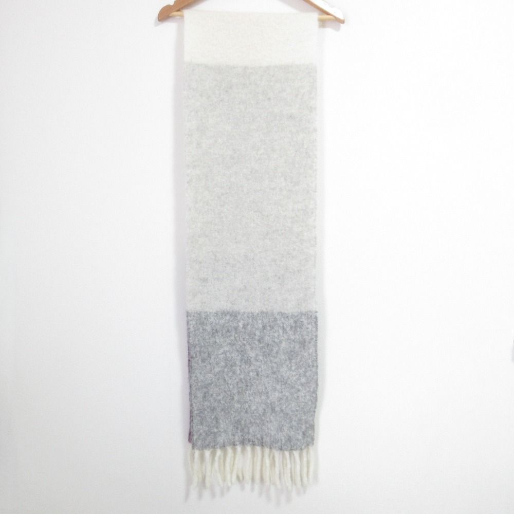 Marimekko マリメッコ マルチ マフラー Aamulainen scarf ホワイト グレー パープル レディース 古着