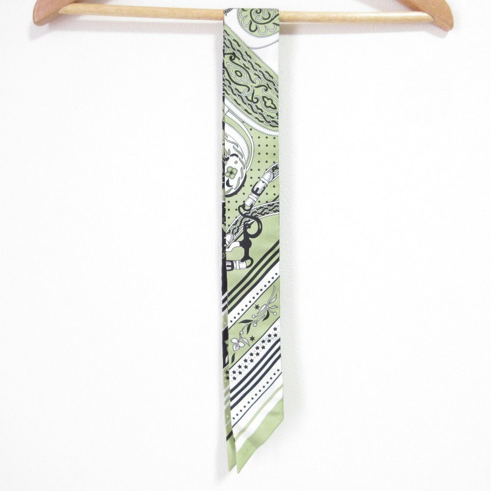 25 SS HERMES エルメス アマゾンの祭典 シルク ツイリースカーフ グリーン レディース 古着