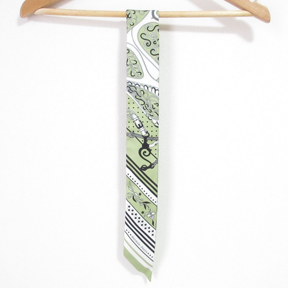  25 SS HERMES エルメス アマゾンの祭典 シルク ツイリースカーフ グリーン レディース 古着 ストール ショール 小物