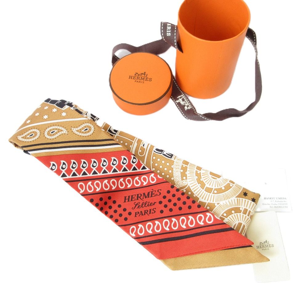 HERMES エルメス エプロンドール シルク ツイリースカーフ ベージュ レディース 古着