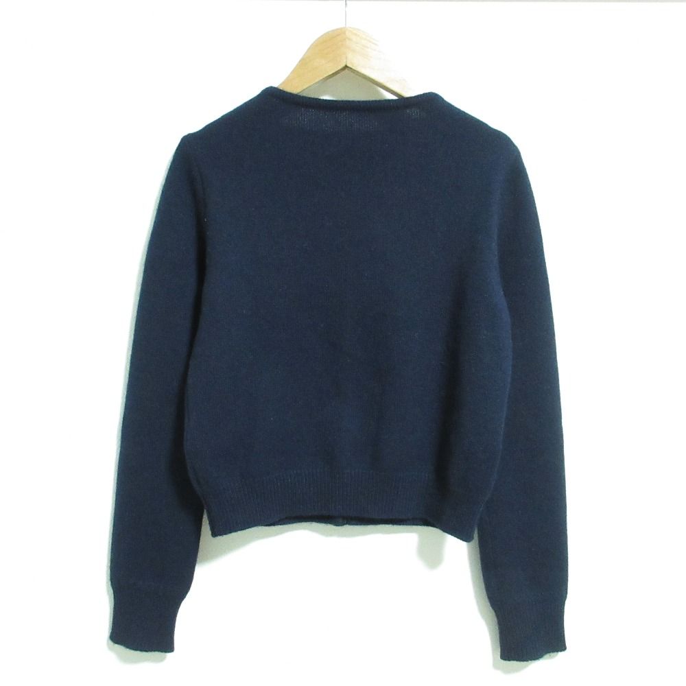 FOXEY フォクシー カシミヤ100％ ニットカーディガン 36300 サイズ38 ネイビー レディース 古着