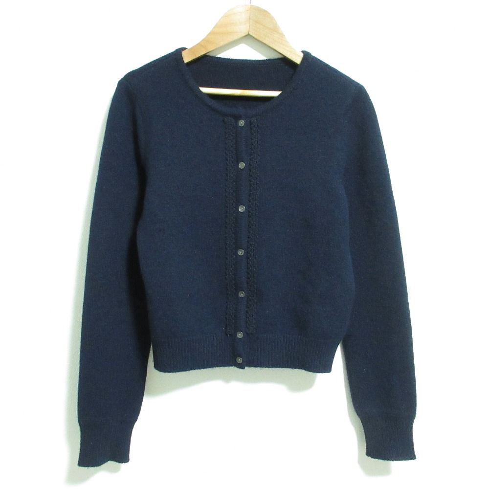 FOXEY フォクシー カシミヤ100% ニットカーディガン 36300 サイズ38 ネイビー レディース 古着