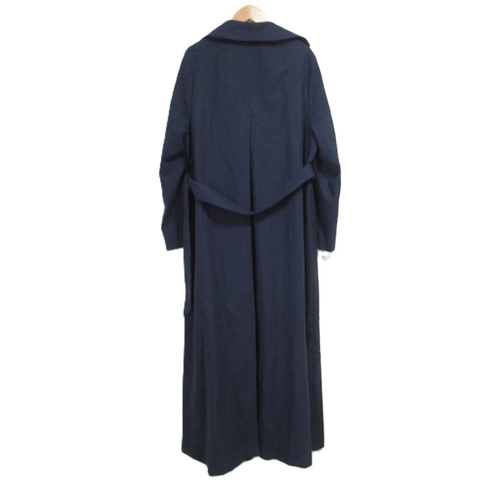 ETRE TOKYO エトレトウキョウ バックスリット ダブルブレストロングコート トレンチコート M ネイビー レディース 古着