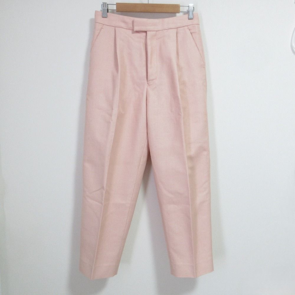 Drawer ドゥロワー コットンナイロンツイルタックパンツ テーパードパンツ 38 ピンク レディース 古着