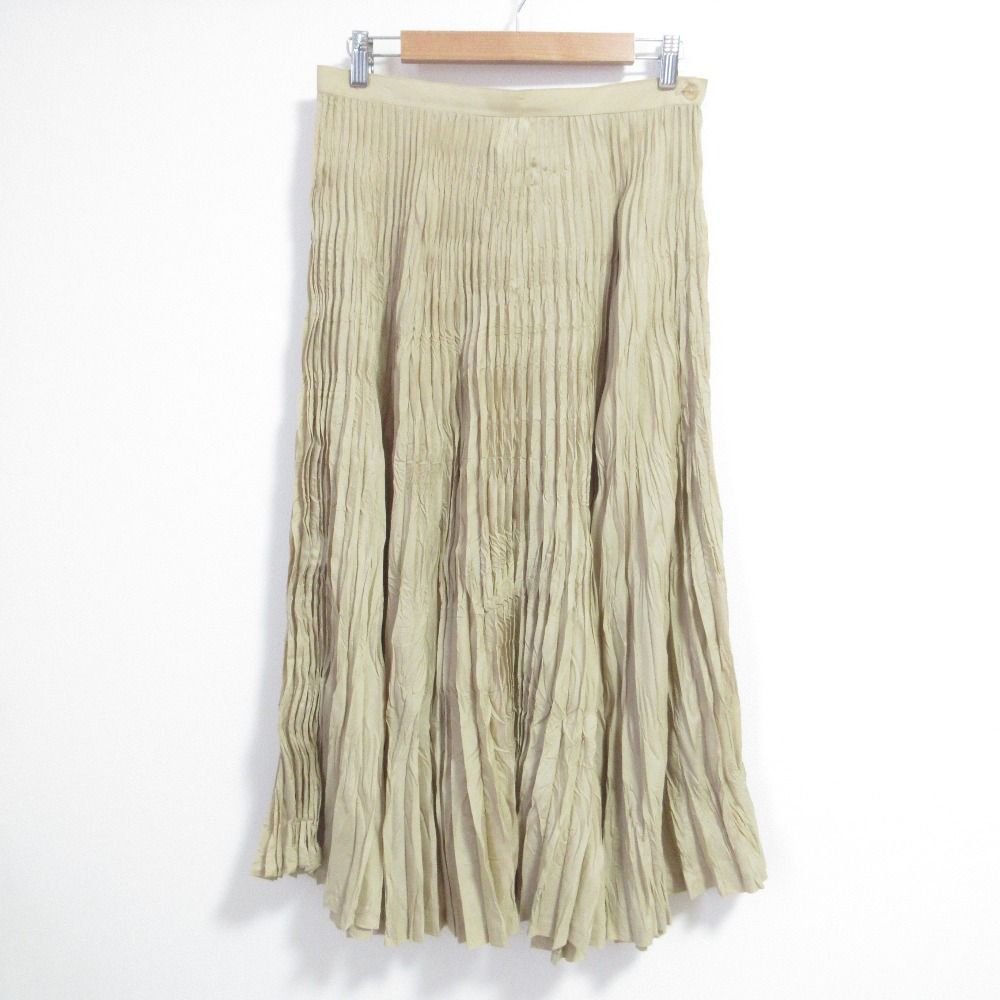 ISSEY MIYAKE イッセイミヤケ プリーツ フ ロングスカート サイズ3 べージュ レディース 古着