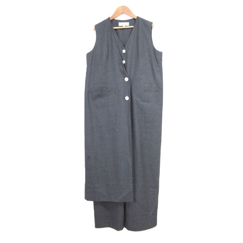 25SS ENFOLD エンフォルド VEST LAYERED ALL-IN-ONE オールインワン 300IS233-2291 サイズ38 グレー レディース 古着