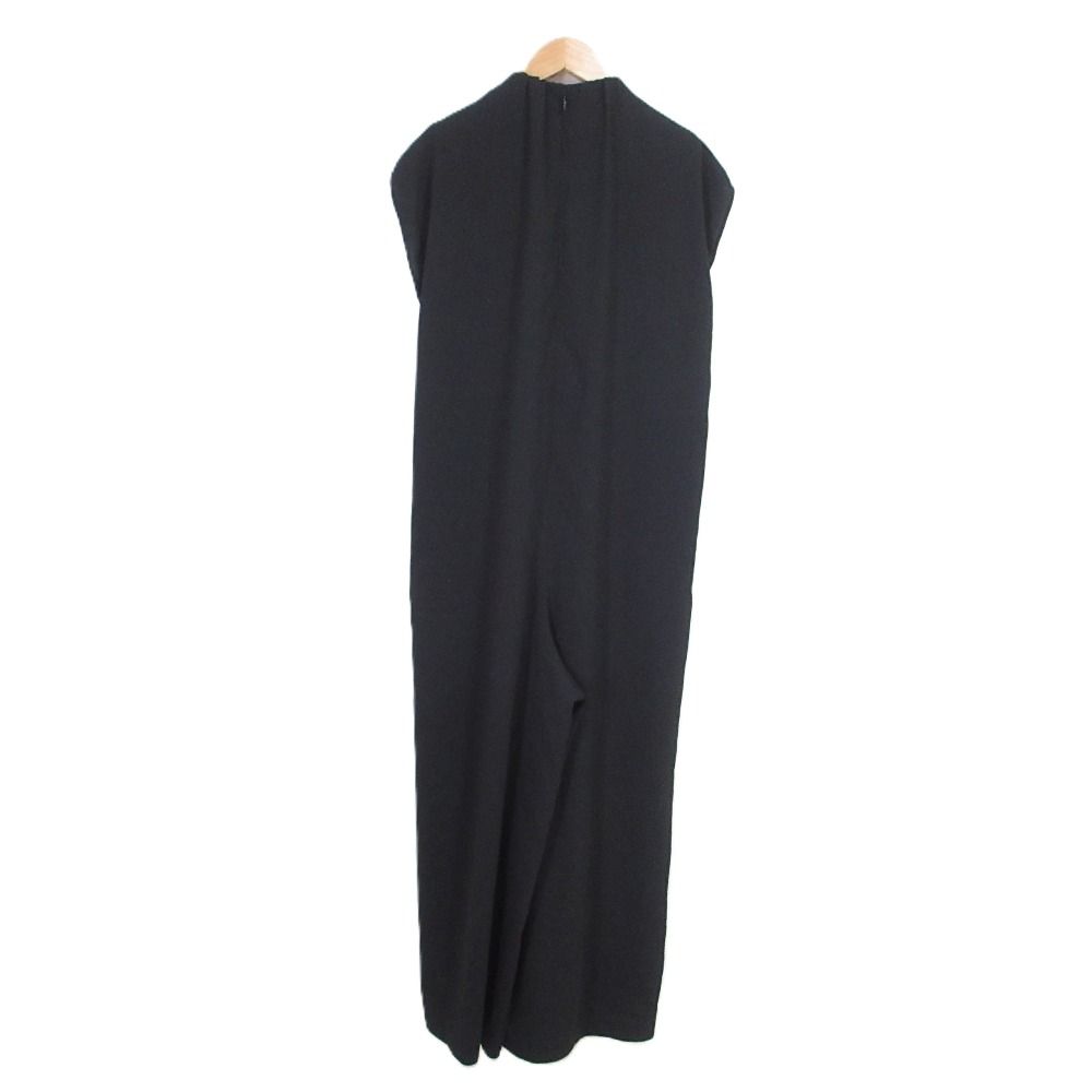 24 SS ENFOLD エンフォルド ギャザーネック オールインワン -1960 38 ブラック レディース 古着