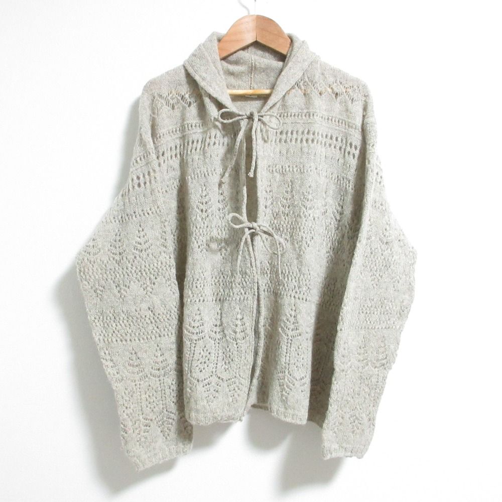 45 R フォーティファイブアール シェットランドレースのカシュクール ニット カーディガン ベージュ レディース 古着
