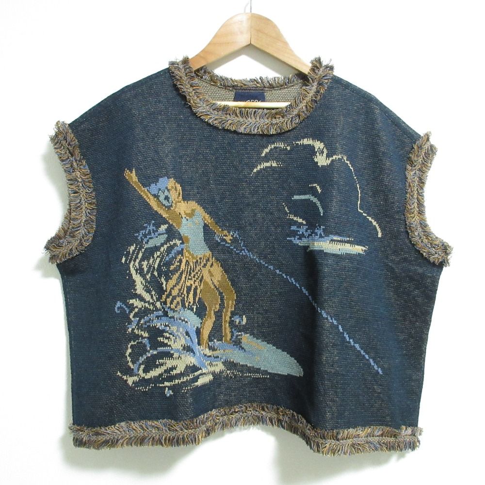 25SS SDL45R フォーティファイブアール サーフフラガールジャカードのMキャミ ベスト インディゴブルー濃 レディース 古着