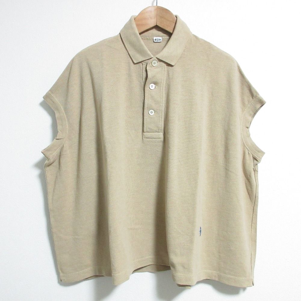 45R フォーティファイブアール ジンバカノコの馬ポロシャツ ベージュ レディース 古着