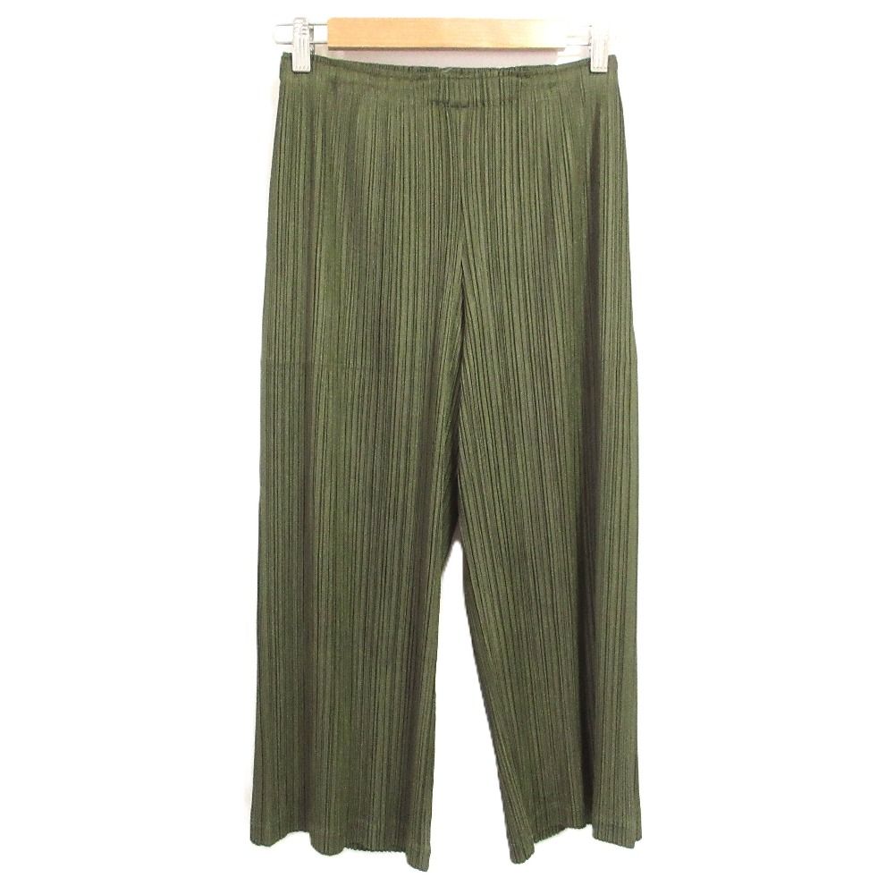 PLEATS PLEASE ISSEY MIYAKE プリーツプリーズ イッセイミヤケ イージーパンツ PP33-JF403 サイズ3 カーキ レディース 古着