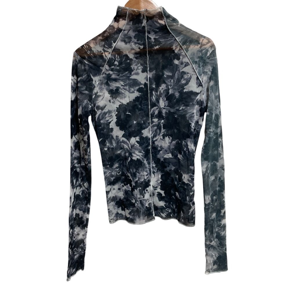 HerPraha ハープラハ フラワープリント シアーカットソー サイズF ホワイト ブラック レディース 古着