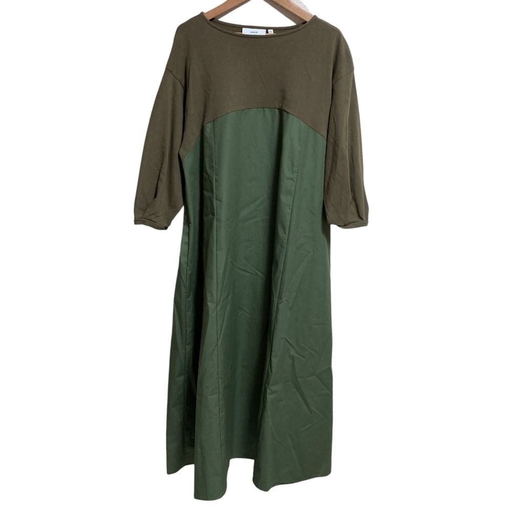 kha ki カーキ OVAL SLEEVE DRESS オーバルスリーブ Aライン ドレス ロング ワンピース MIL24HOP3091 サイズ1 カーキ レディース 古着
