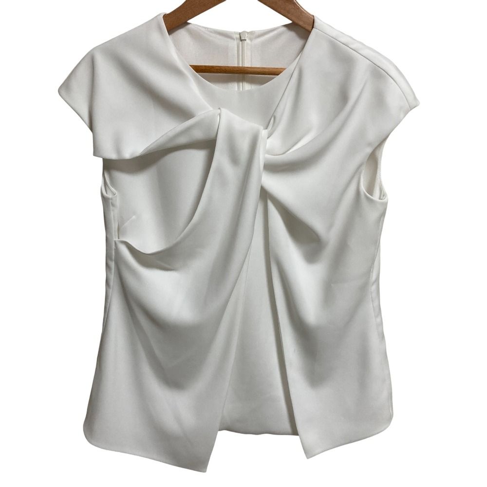 FOXEY NEW YORK フォクシーニューヨーク White Cut Sew アシンメトリーブラウス 36498 サイズ38 ホワイト レディース 古着