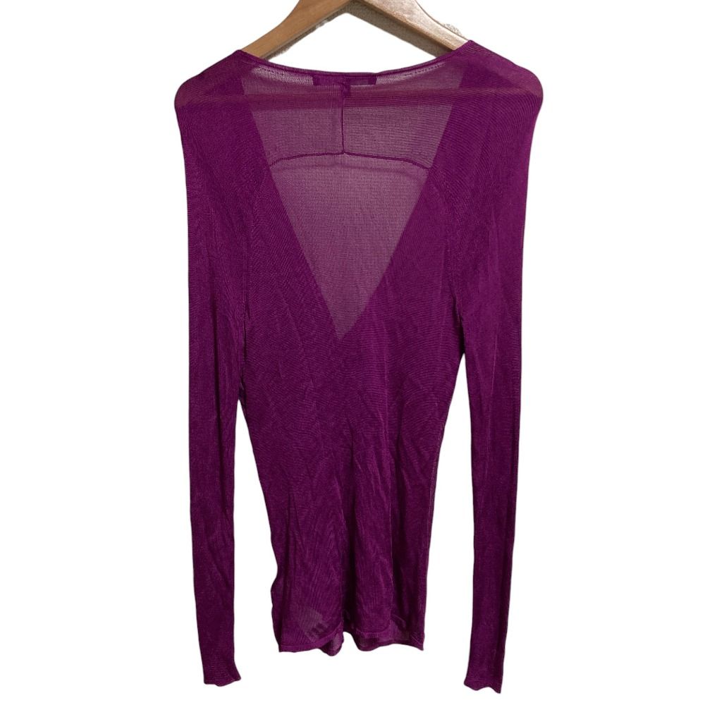 GUCCI グッチ Vネック ロングスリーブ メッシュニット カットソー プルオーバー XSサイズ パープル レディース 古着