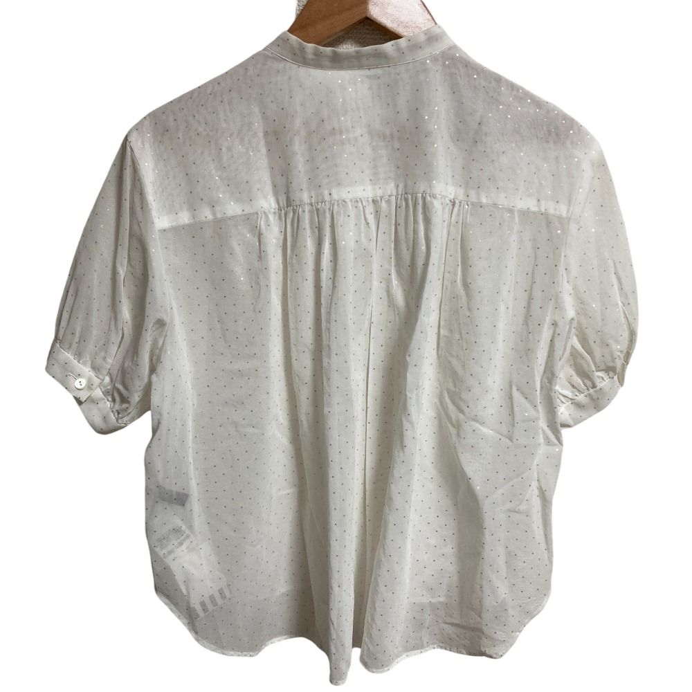 24SS TOMORROWLAND collection トゥモローランド シルバードットプリント パフスリーブブラウス サイズ36 ホワイト レディース 古着
