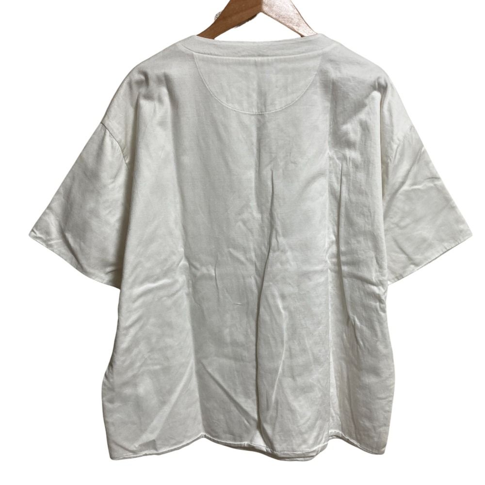 VALENTINO ヴァレンティノ メタルV スリットネックオーバーサイズTシャツ Sサイズ ホワイト レディース 古着