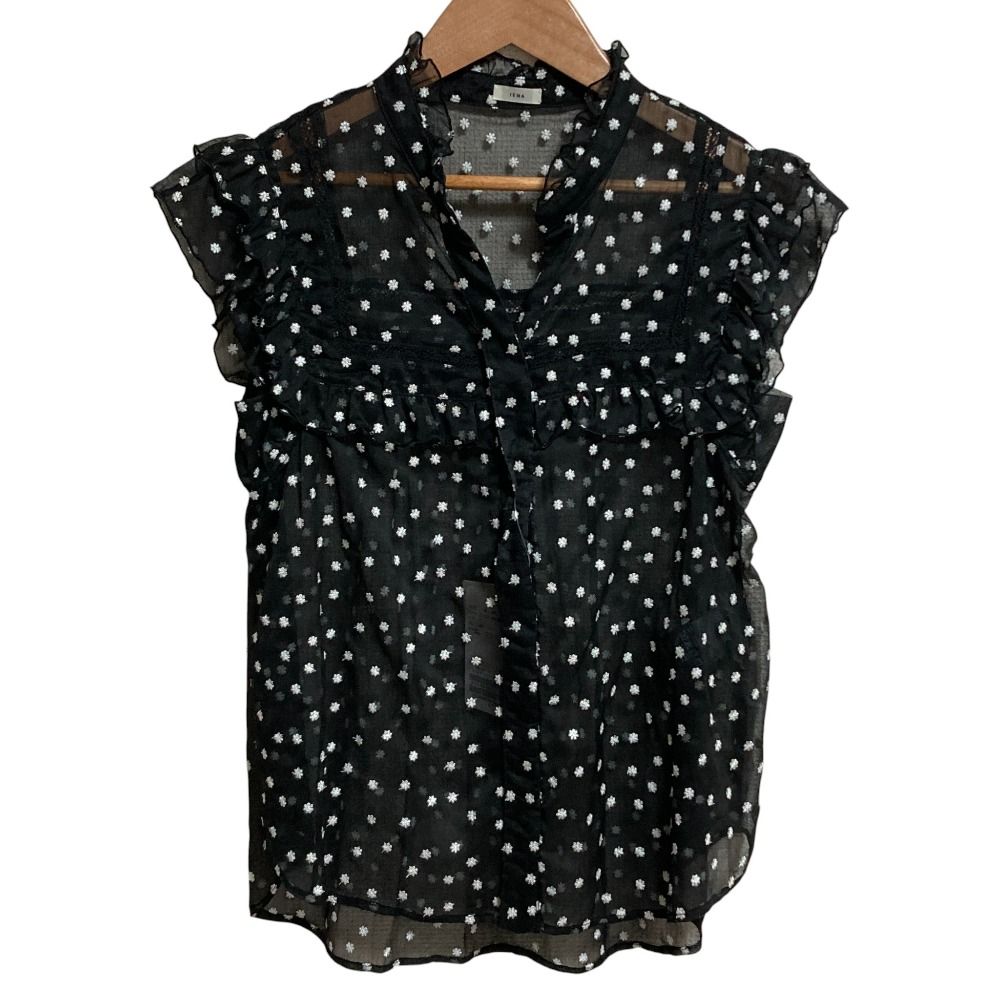 25SS IENA イエナ 楊柳フリルピンタックフレンチ ブラウス ブラック レディース 古着