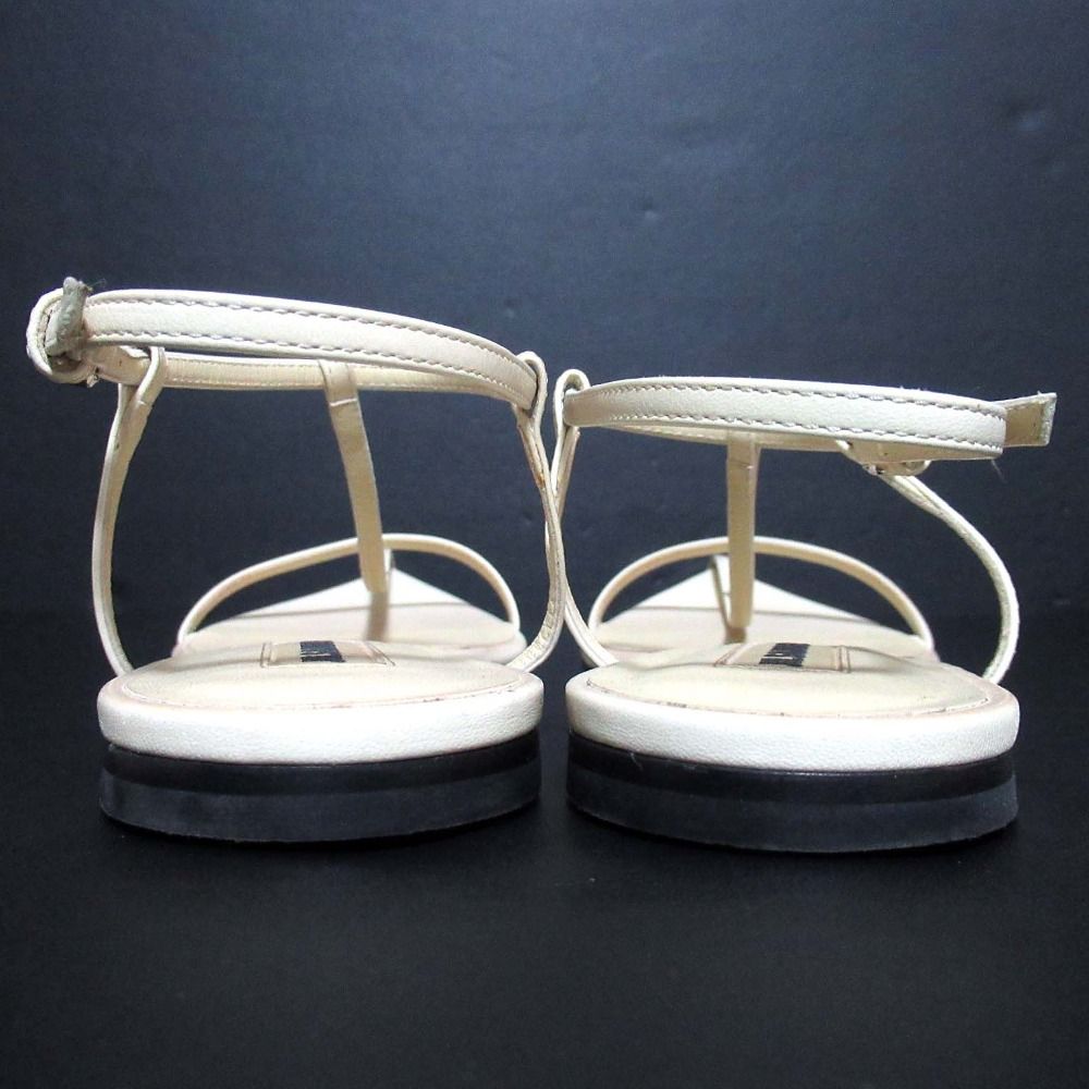  JIL SANDER ジルサンダー ポインテッドドゥ アンクルストラップ フラット ケージサンダル サイズ39 約26 cm アイボリー レディース 古着 サンダル サンダル ミュール