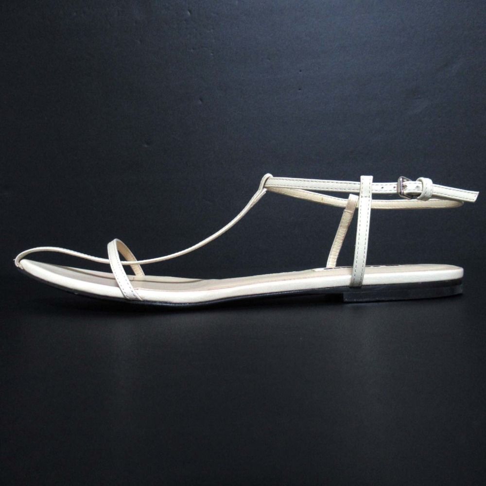 JIL SANDER ジルサンダー ポインテッドドゥ アンクルストラップ フラット ケージサンダル サイズ39 約26 cm アイボリー レディース 古着