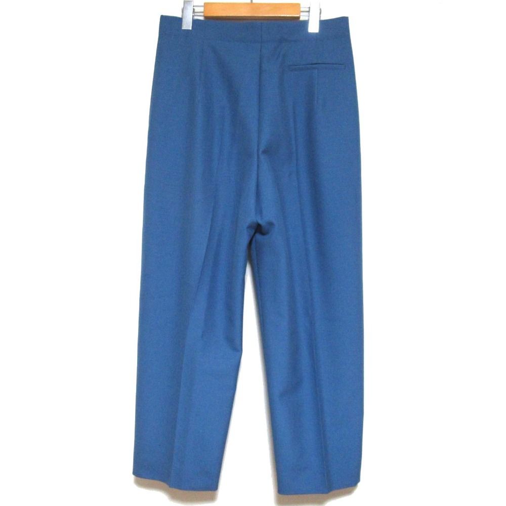 CELINE セリーヌ フィービー期 ウール モヘヤブレンド センタープレス ワイド スラックスパンツ サイズ40 ライトブルー レディース 古着