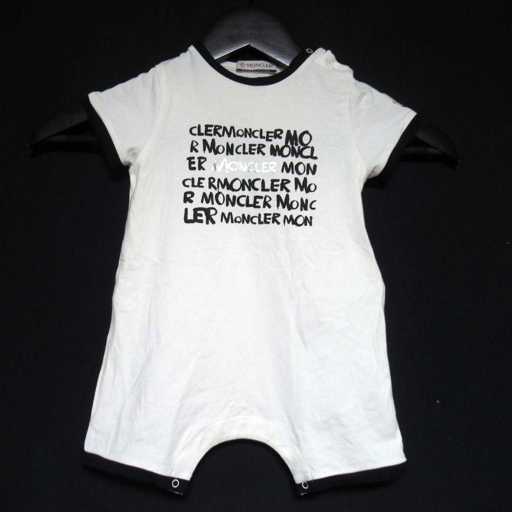 MONCLER モンクレール ミニワッペン プリント ロンパース ベビー服 9 12 76 cm オフホワイト キッズ 古着