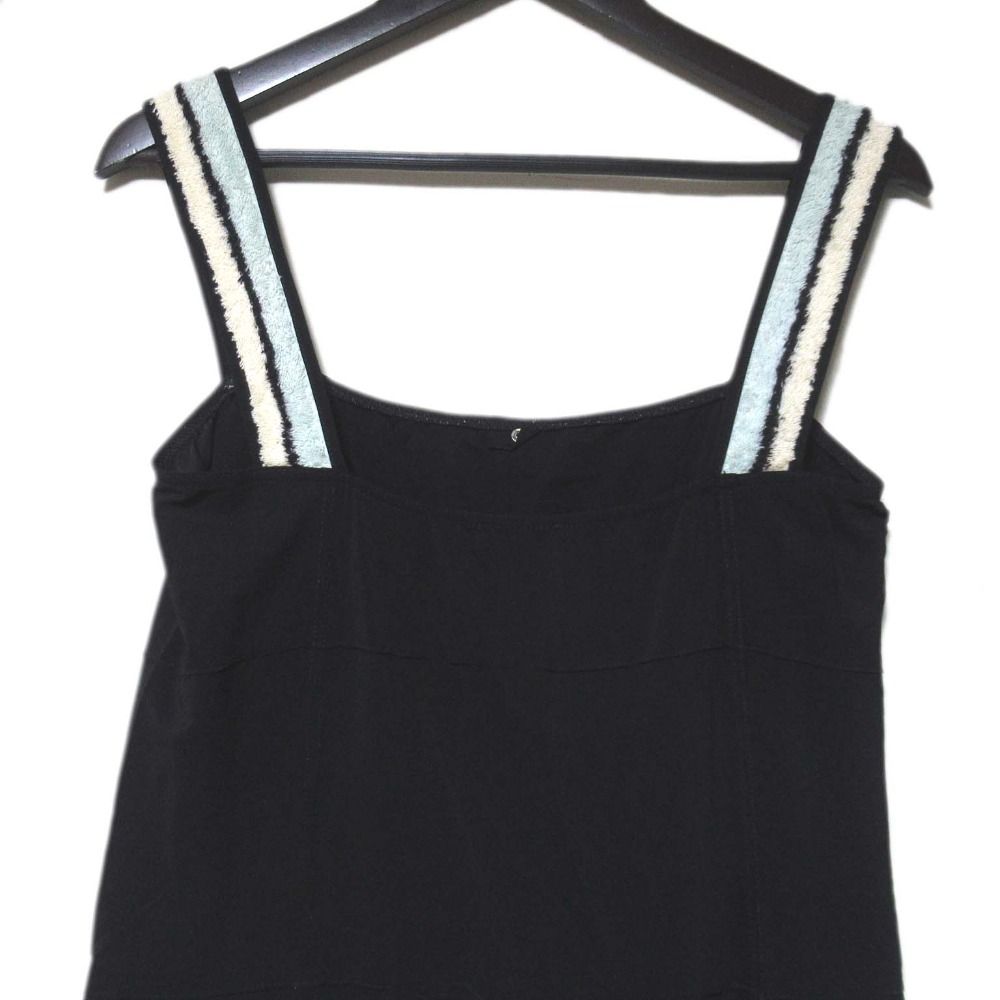 CHANELシャネル黒ノースリーブひざ丈ワンピース38シルクシフォン CHANELシャネル黒ノースリーブひざ丈ワンピース38シルクシフォン