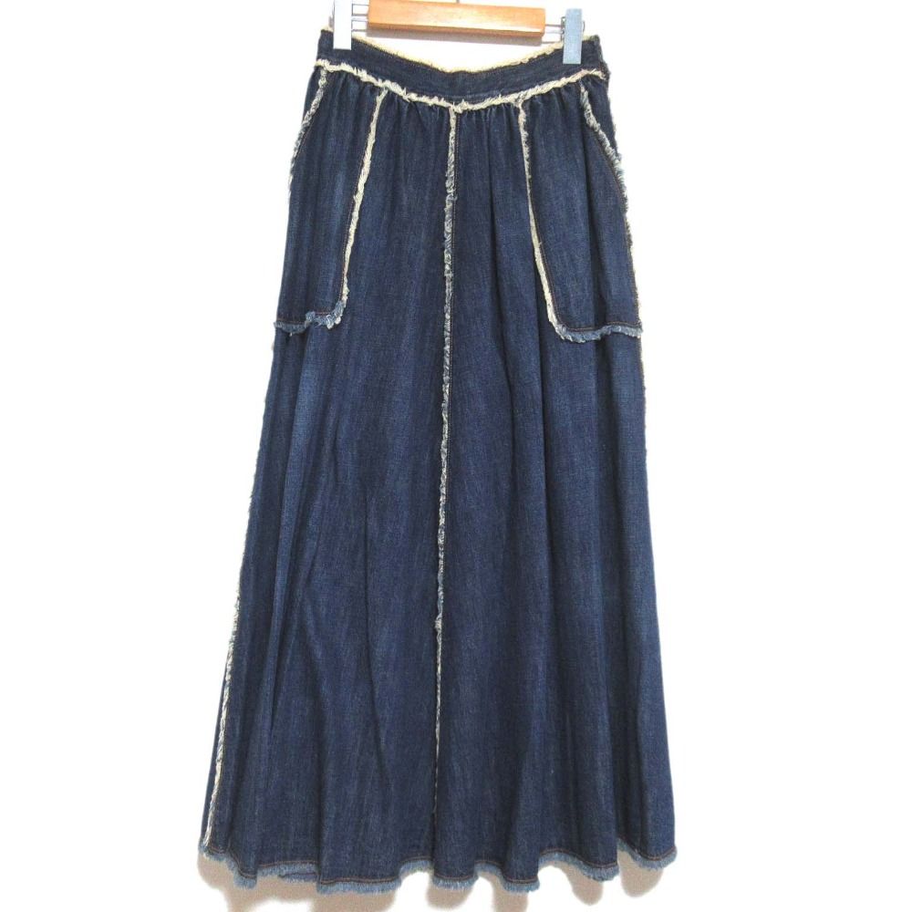 Christian Dior クリスチャンディオール マキシ丈 デニム フ スカート サイズI38 インディゴブルー レディース 古着